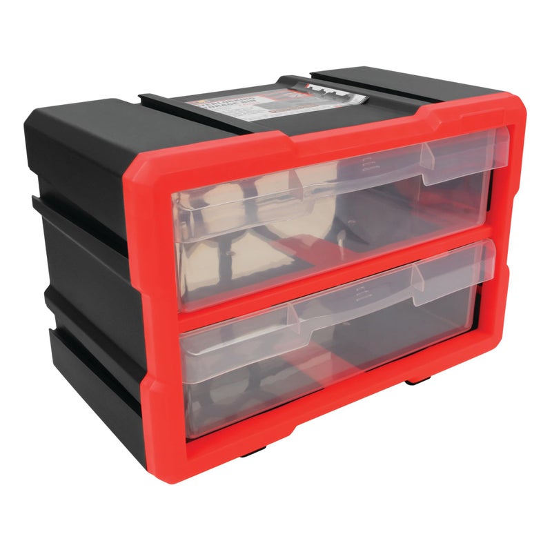 Performance Tool W5910 2-Drawer Interlocking Bin Design with Transparent Drawers for Tool Storage - Stackable, Wall Mountable - 11.25-Inch W x 6.25-Inch D x 7.75-Inch H - Image 1